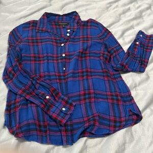 Banana Republic cobalt blue Dillon flannel